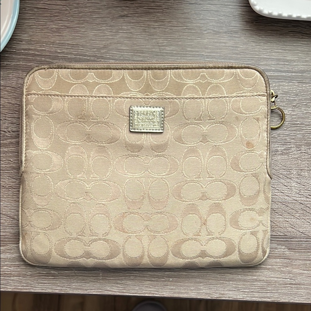 Coach Beige Tablet Sleeve